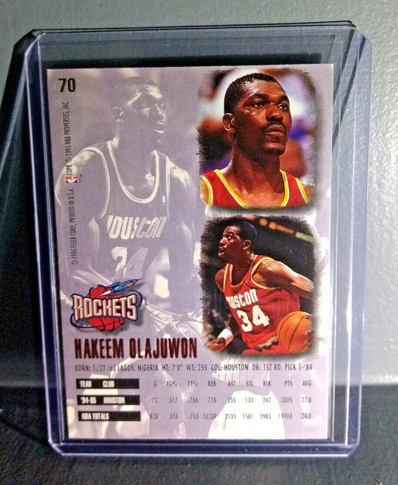 1995-96 Hakeem Olajuwon Fleer Ultra #70 Basketball Card