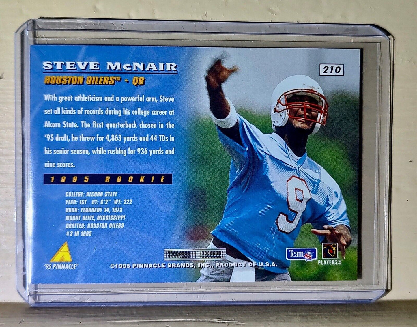 Steve McNair 1995 Pinnacle Football #210 Rookie NFL Card Oilers