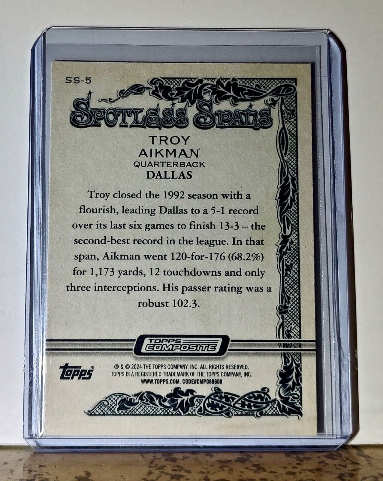 Troy Aikman 2023 Topps Allen & Ginter Spotless Spans NFL SS5 Card Dallas Cowboys