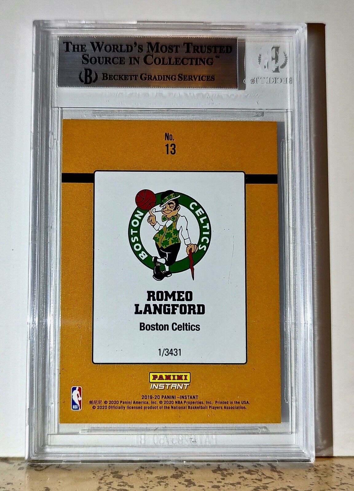 Romeo Langford 2019-20 Panini NBA #13 Rated Rookies 1/3431 BGS 9 Mint Celtics