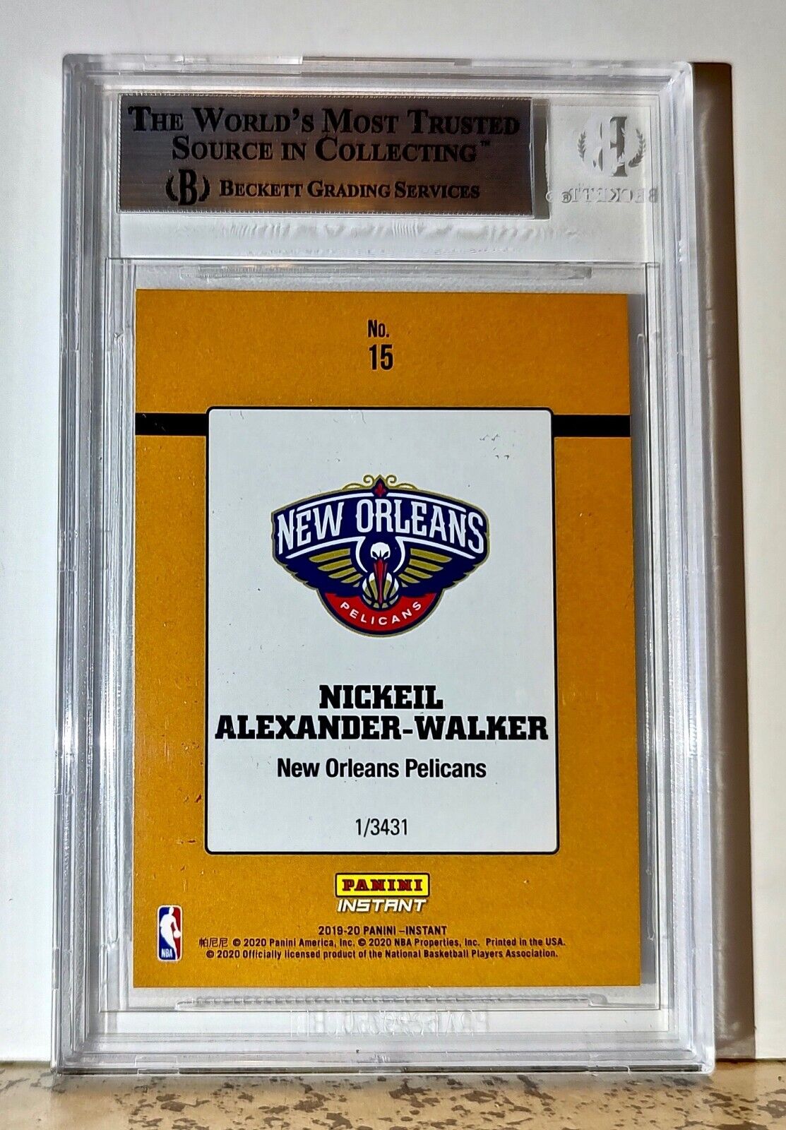 Nickeil Alexander-Walker 2019-20 Panini NBA #15 Rated Rookies BGS 9 Pelicans