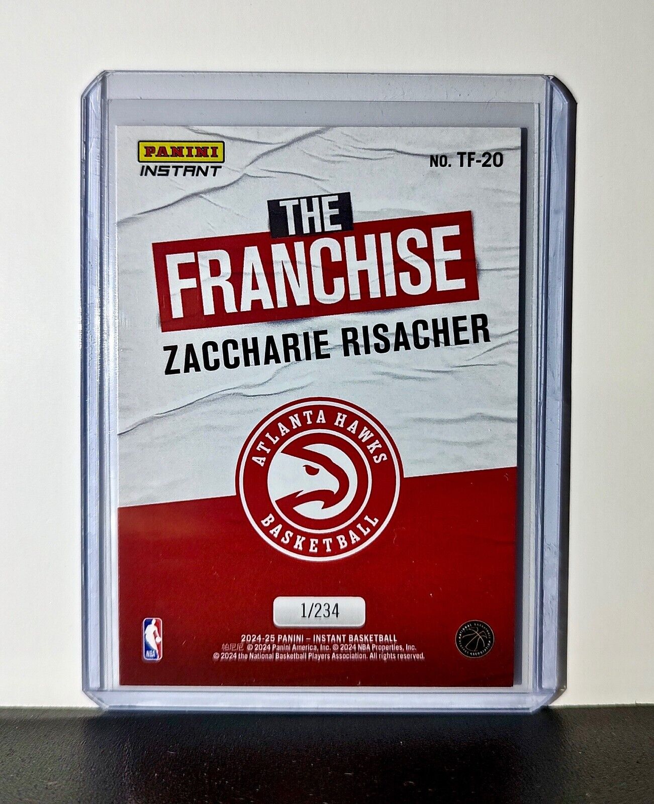 Zaccharie Risacher 2024-25 Panini The Franchise NBA #20 Rookie Card Hawks 1/234