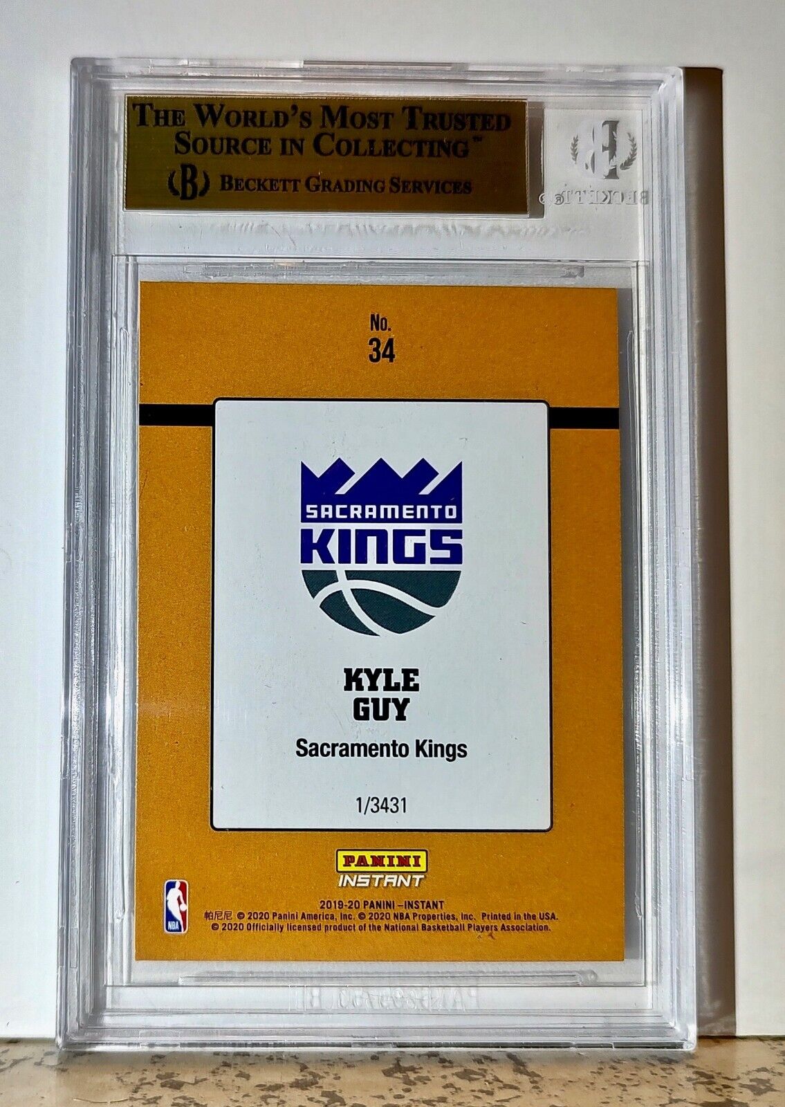 Kyle Guy 2019-20 Panini NBA #34 Rated Rookies Card 1/3431 BGS 9.5 Gem Kings