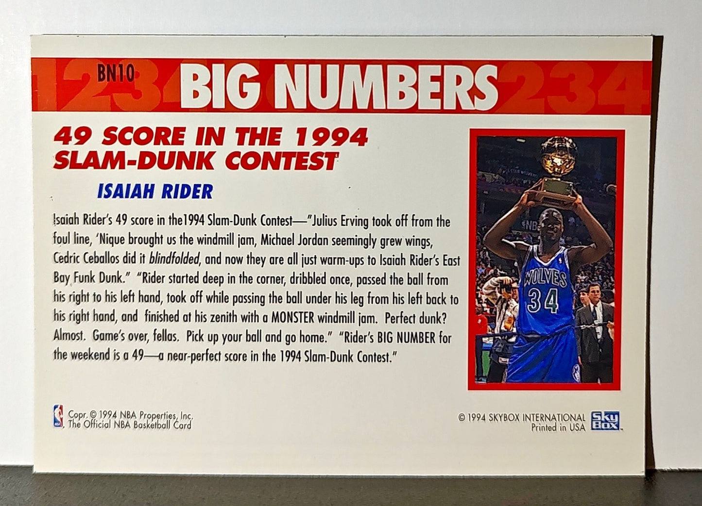 1994-95 Skybox NBA Hoops Big Numbers Cards Set of 12 with Acrylic Display