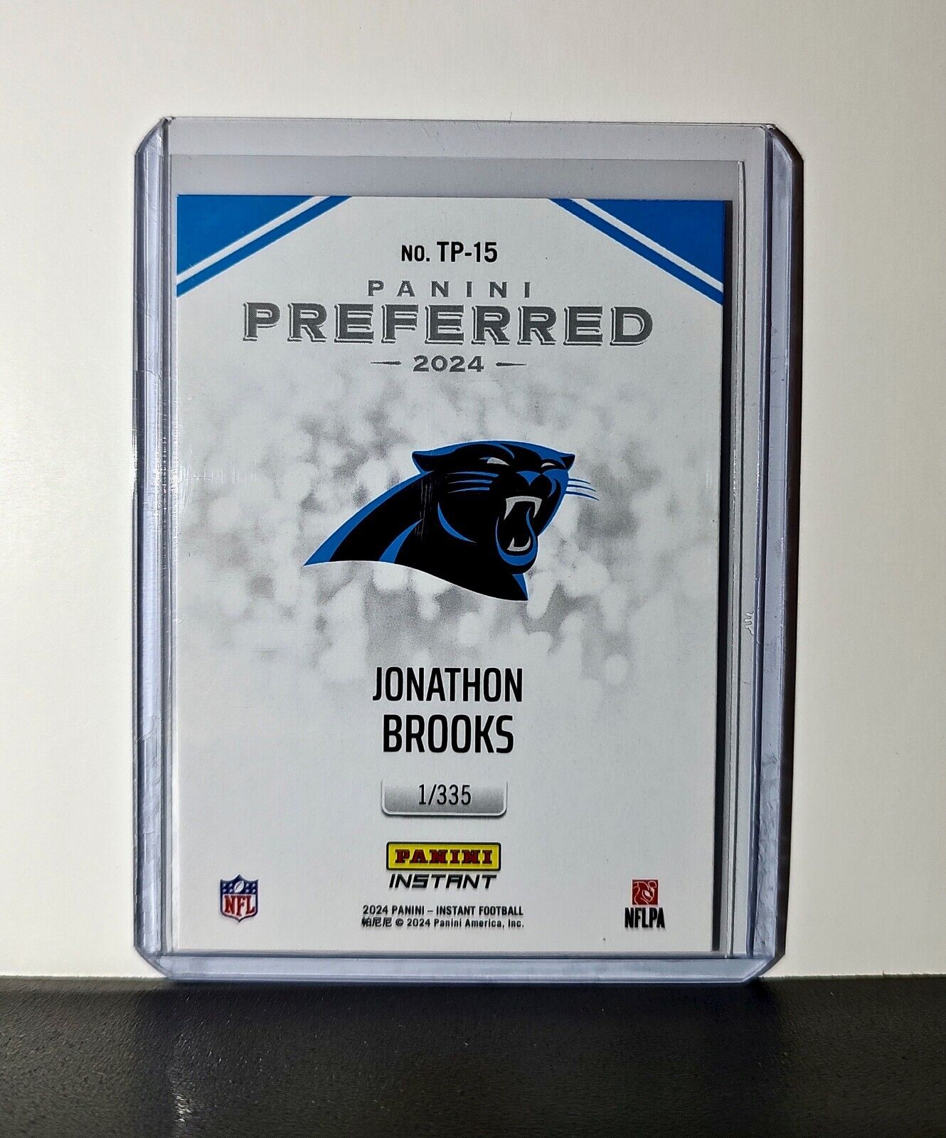 Jonathon Brooks 2024 Panini Preferred NFL #15 Rookie Card Panthers 1/335