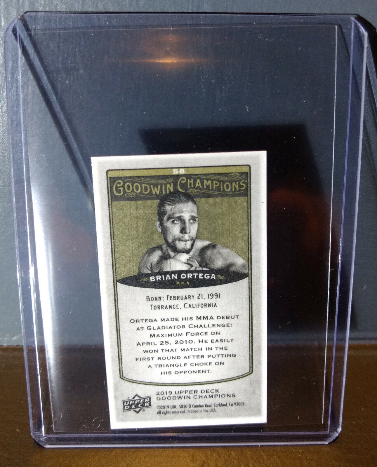 2019 Upper Deck Goodwin Champions Mini #58 Brian Ortega Mixed Martial Arts Card