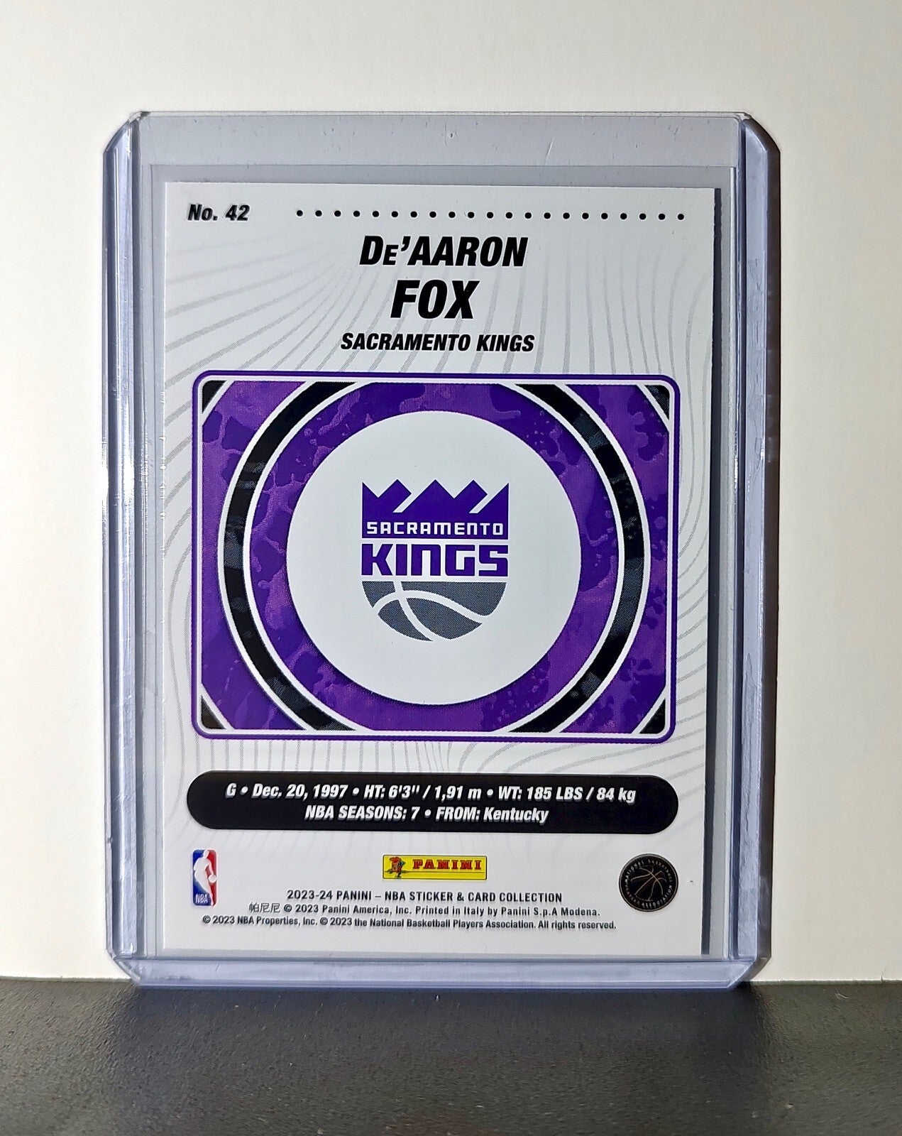 De’Aaron Fox 2023-24 Panini NBA #42 Sticker Card Sacramento Kings