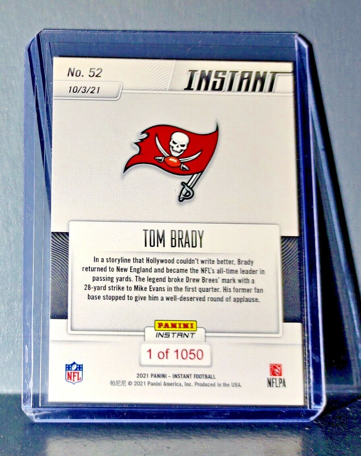 Tom Brady 2021 Panini NFL Football #52 Card All-Time Passing Leader 1 of 1050