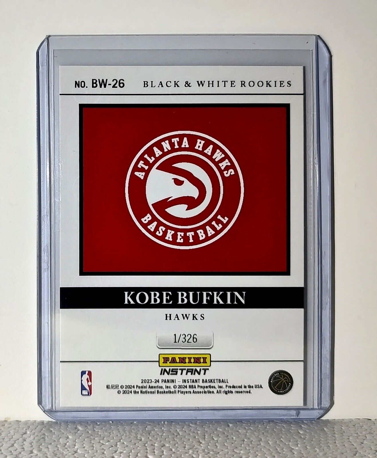 Kobe Bufkin 2023-24 Panini NBA #26 Black and White Rookies Card 1/326