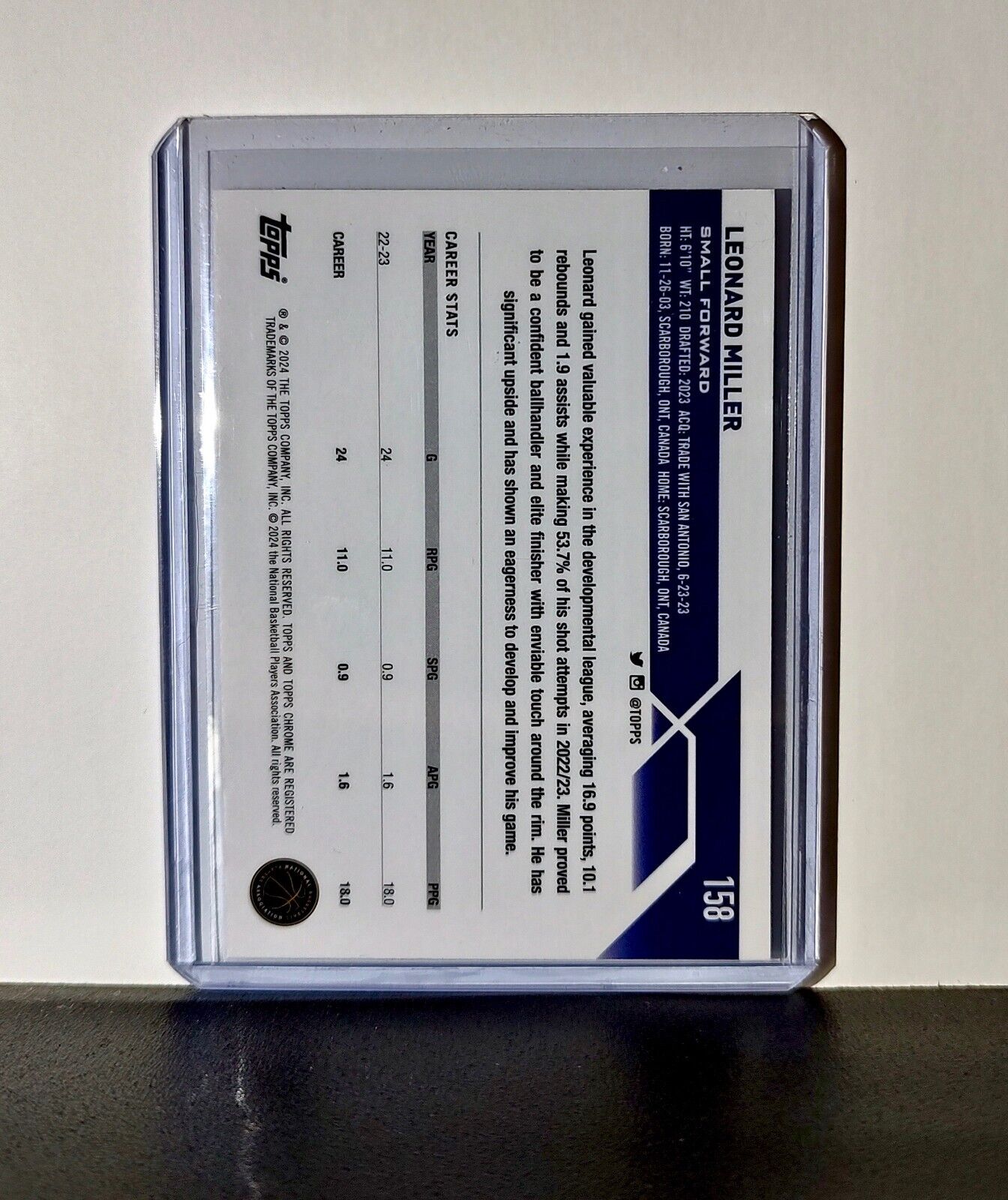 Leonard Miller 2023-24 Topps Chrome NBA #158 Rookie Card Minnesota Timberwolves