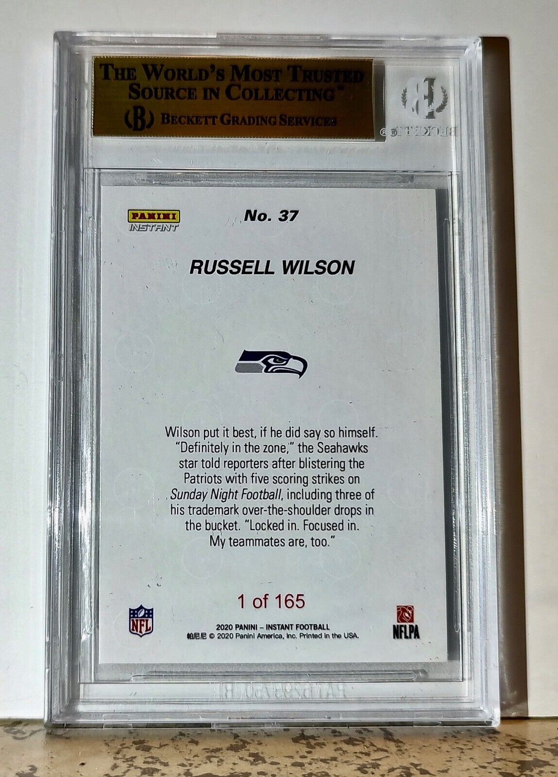 Russell Wilson 2020 Panini NFL #37 Football Card 1 of 165 BGS 9.5 Gem Seahawks