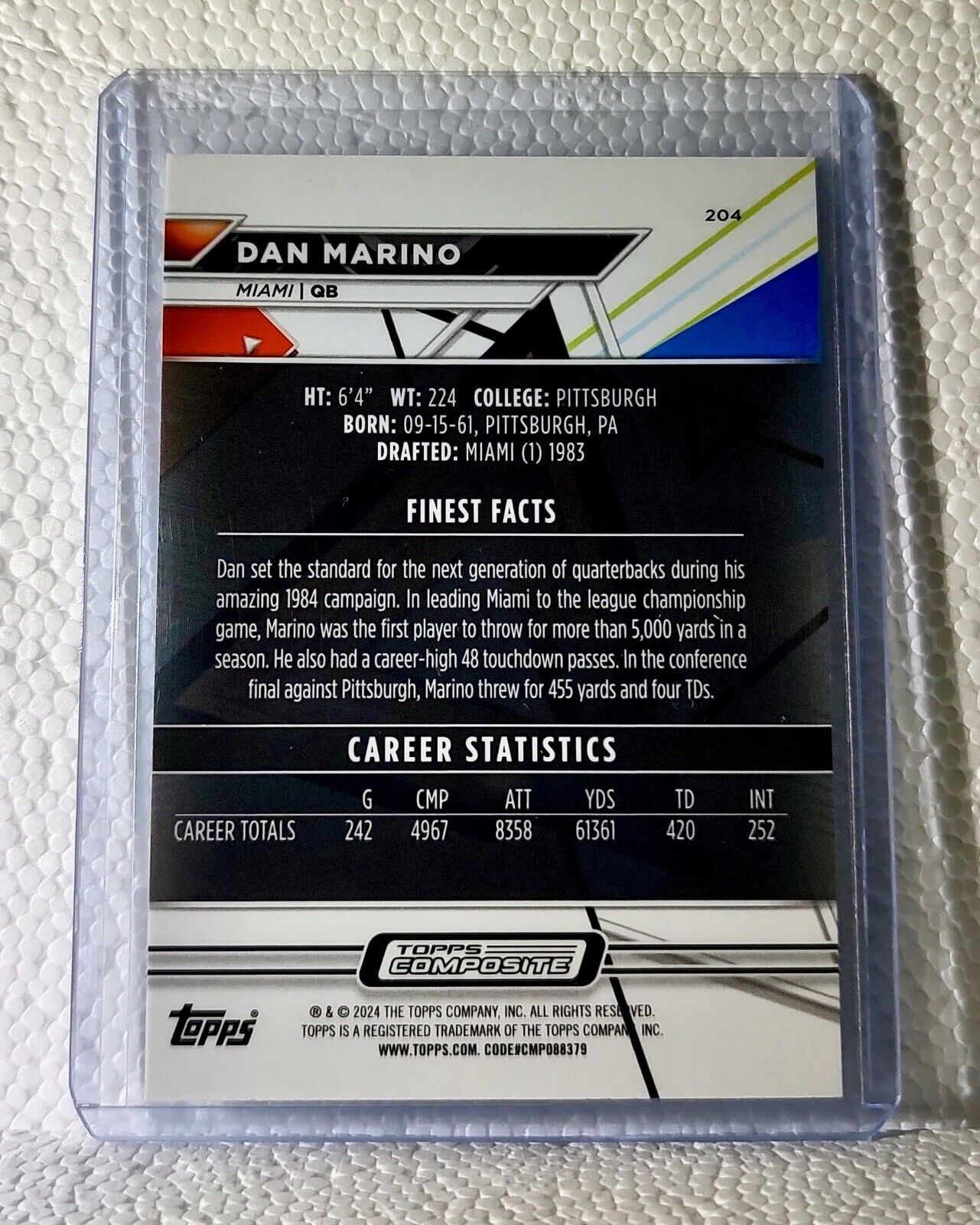 Dan Marino 2023 Topps Finest NFL #204 NFL Football Card Miami Dolphins