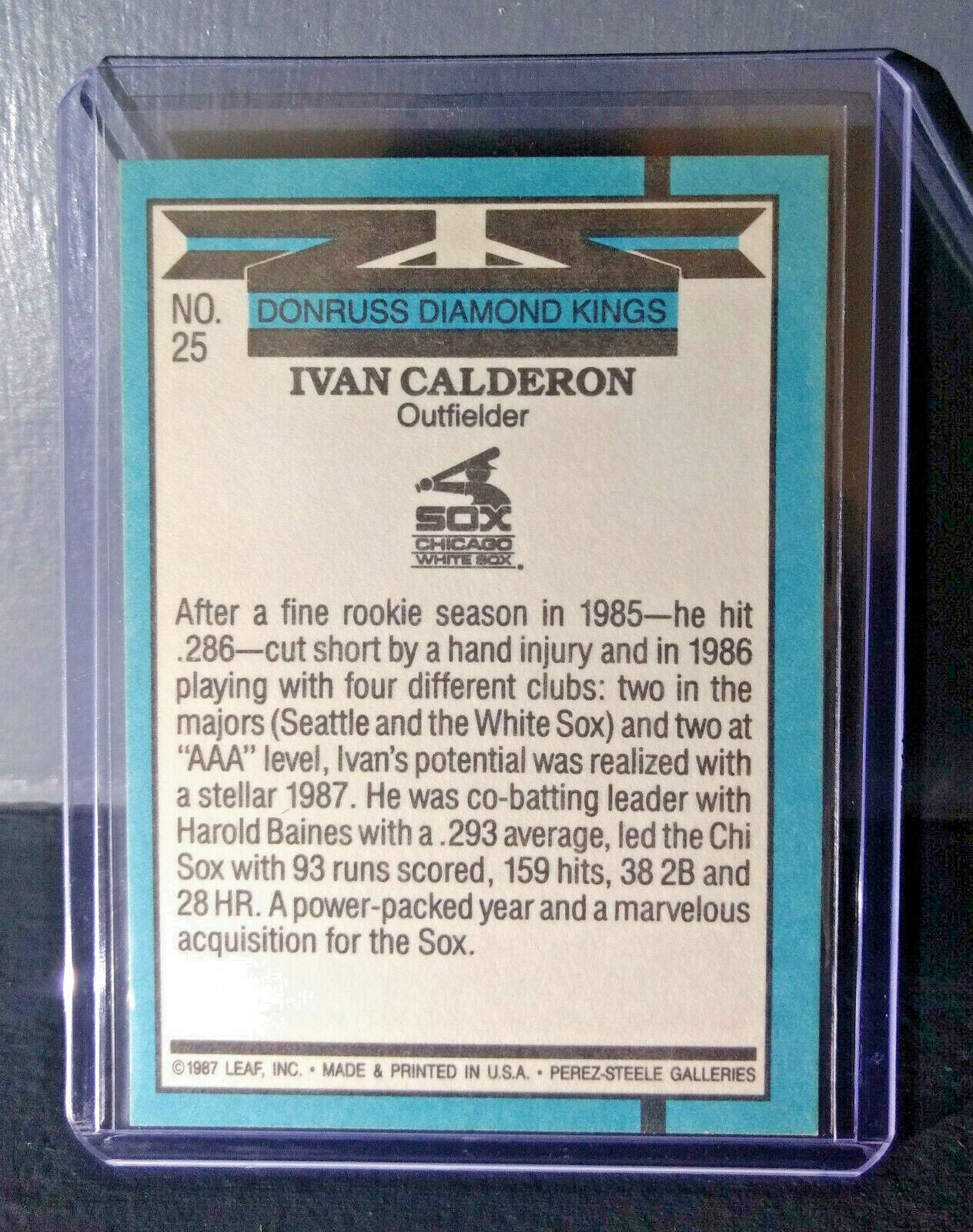 1988 Ivan Calderon Donruss Diamond Kings #25 Baseball Card