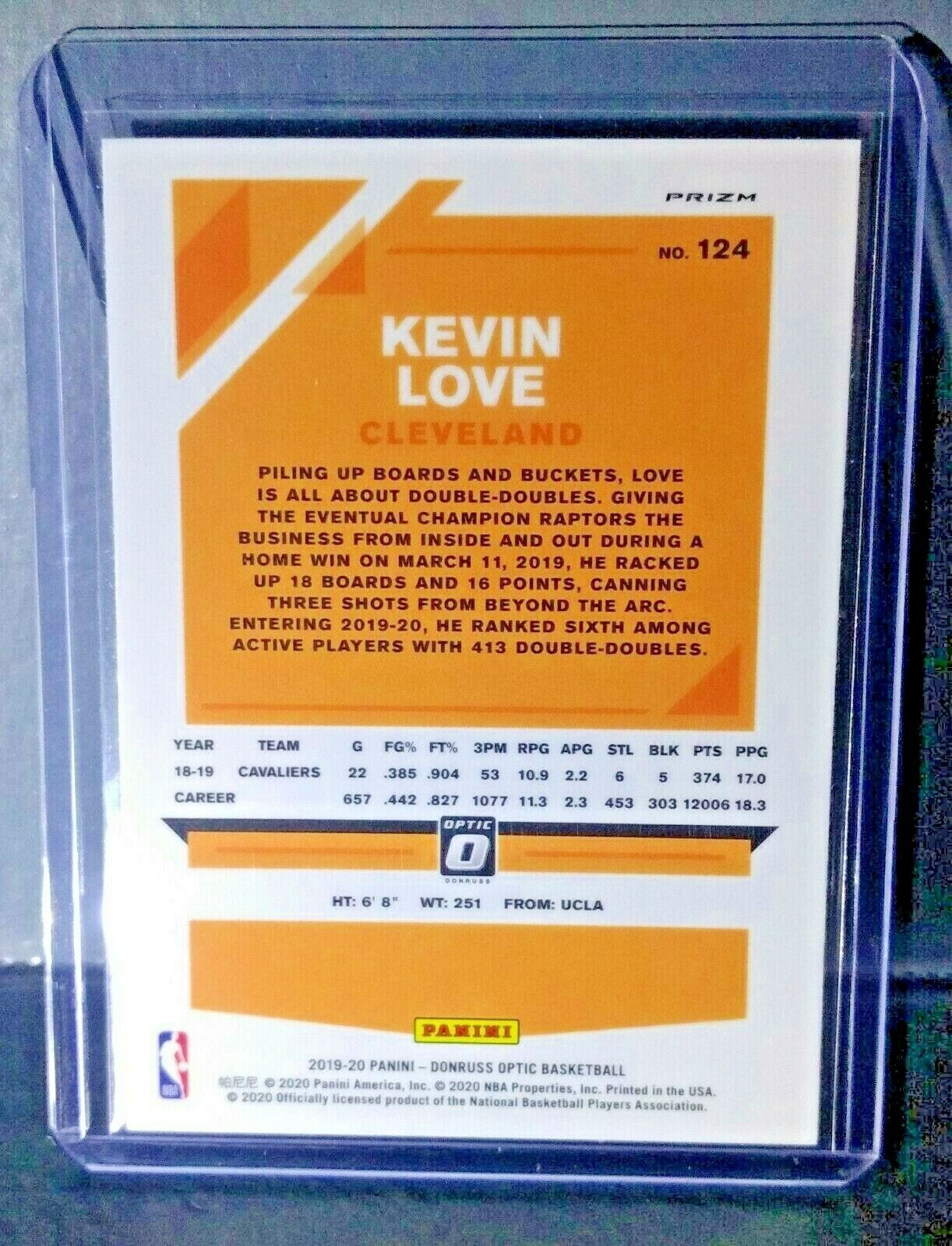 Kevin Love 2019-20 Panini Donruss Optic Prizm #124 Basketball Card