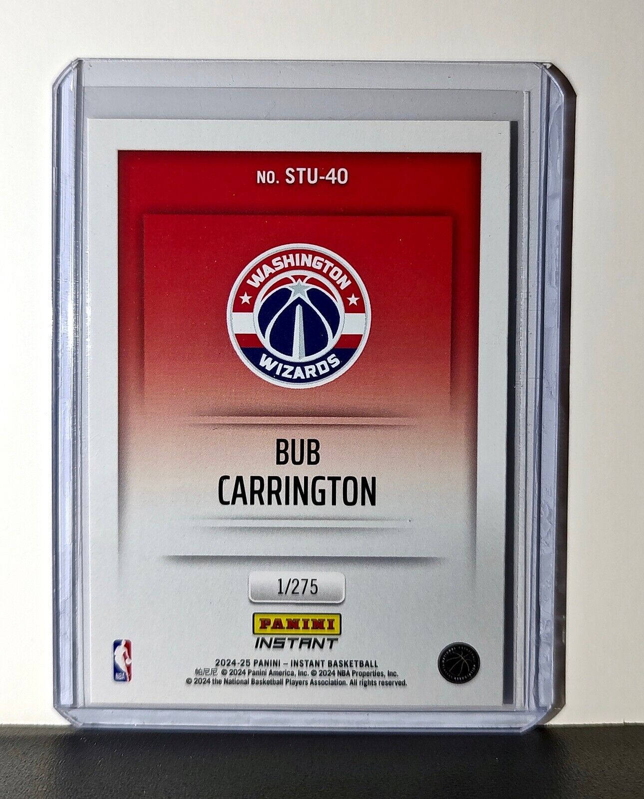 Bub Carrington 2024-25 Panini NBA Studio #40 Rookie Card Wizards 1/275