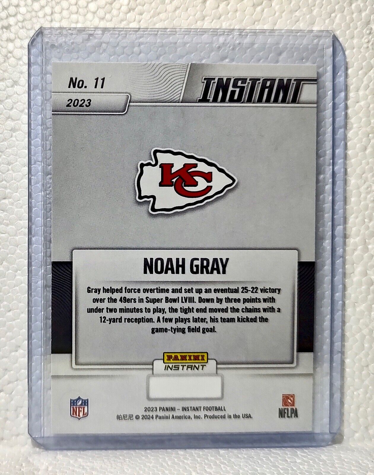 Noah Gray 2023 Panini NFL Superbowl LVIII Champions #11 Card Kansas City Chiefs