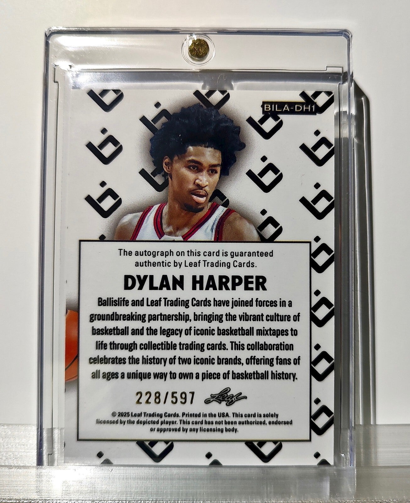 Dylan Harper Autograph 2025 Leaf #BILA-DH1 Signed Basketball Card 228/597