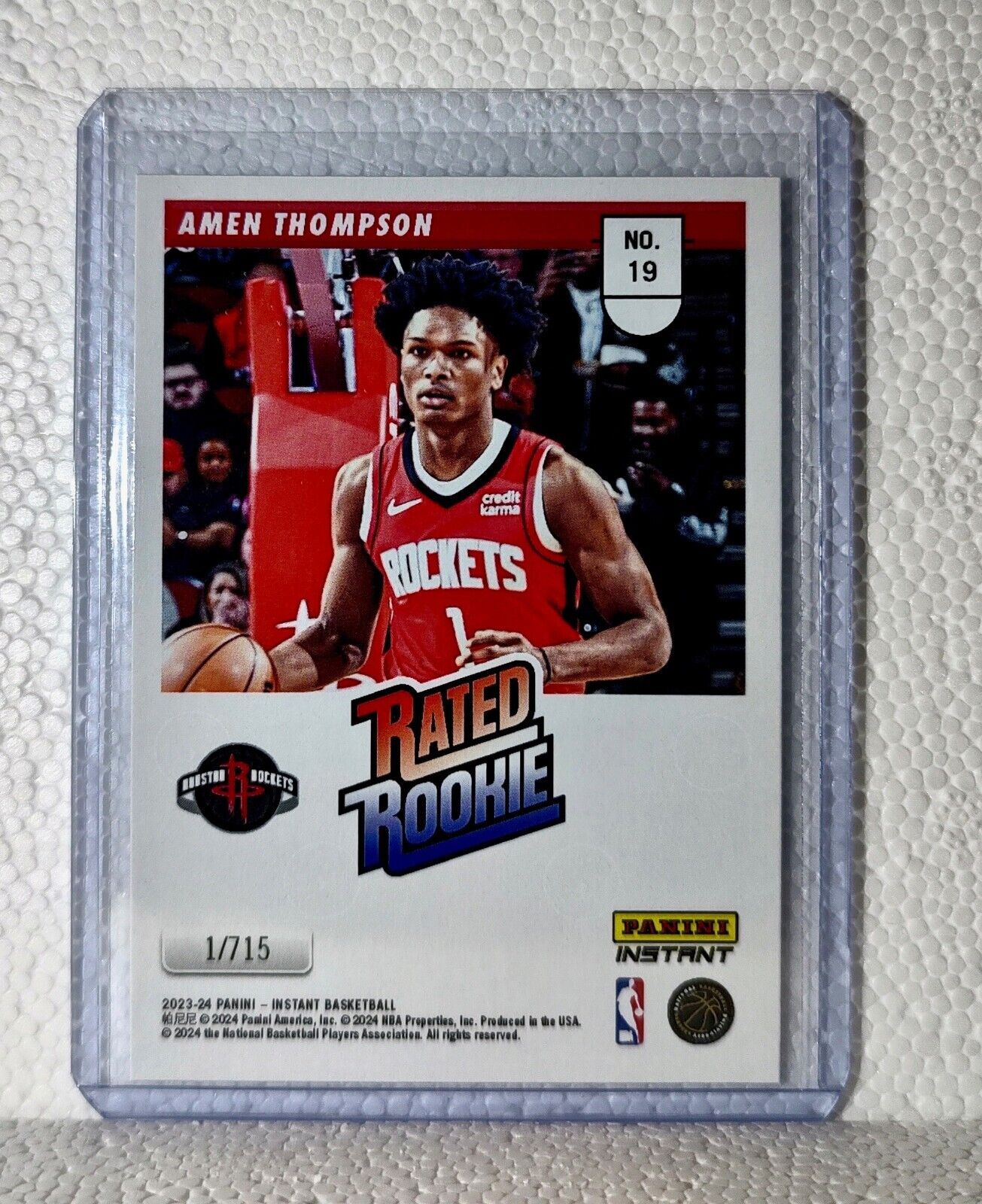 Amen Thompson 2023-24 Panini NBA #19 Rated Rookie Retro Card Rockets 1/715