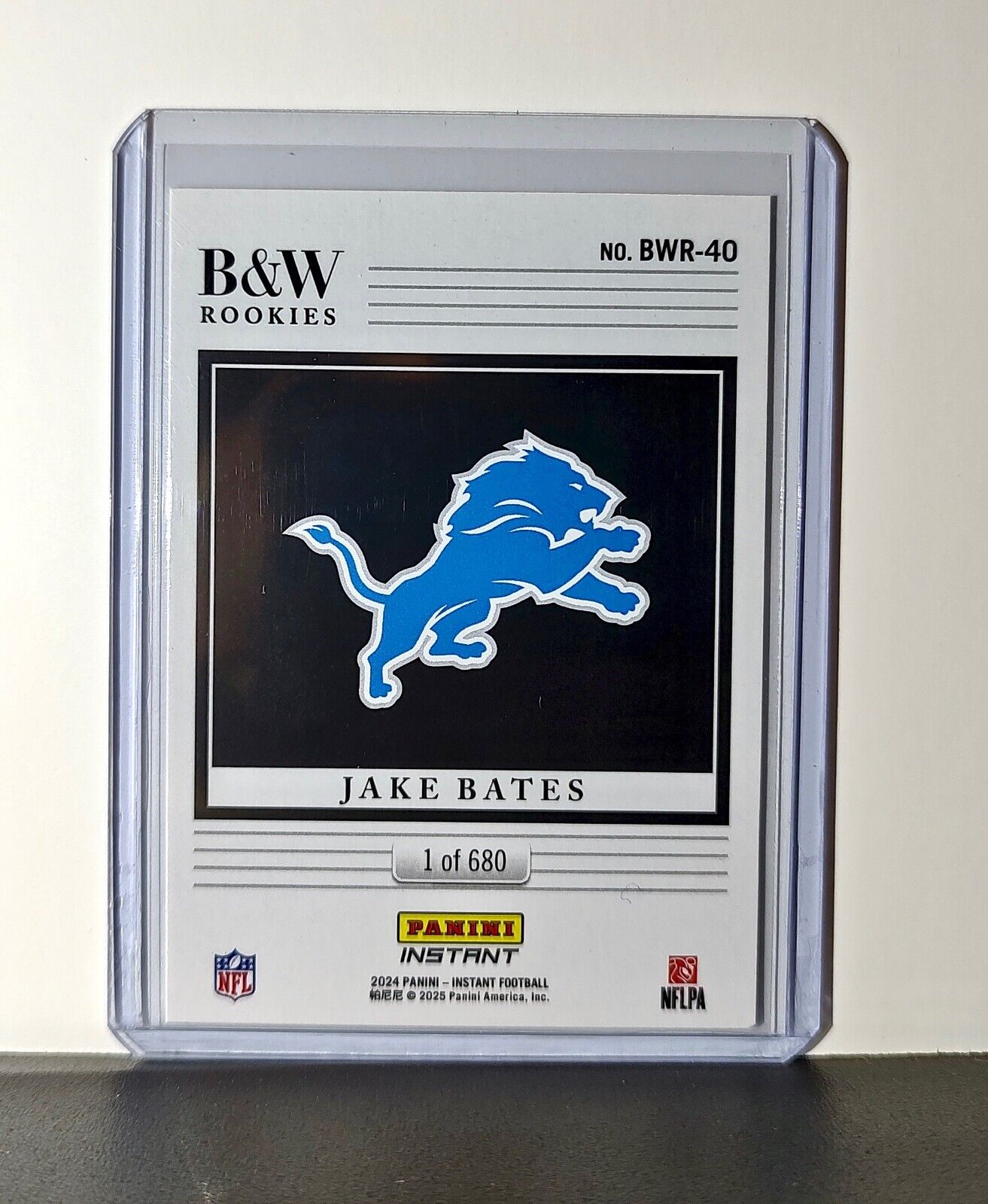Jake Bates 2024 Panini NFL #40 Black & White Rookies Card Detroit Lions 1 of 680