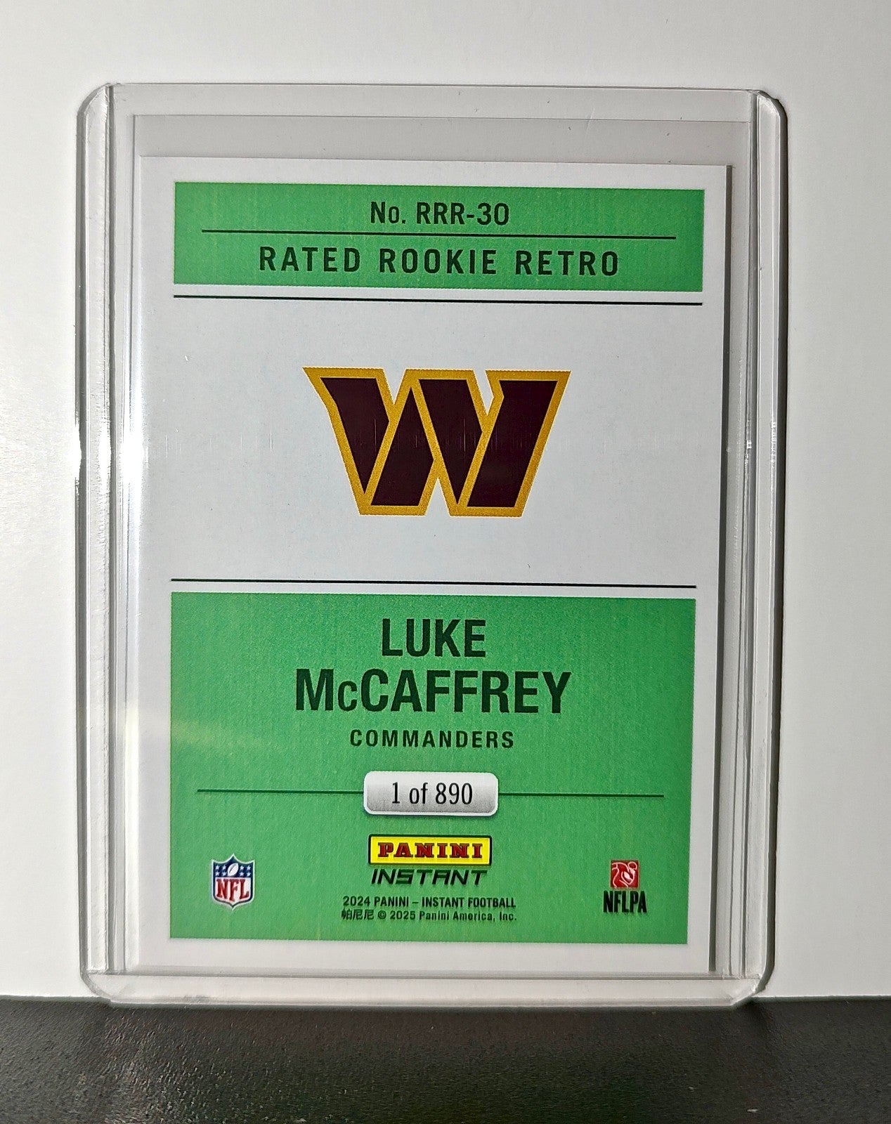 Luke McCaffrey Rookie 2024 Panini Rated Rookie Retro NFL #30 Commanders 1 of 890
