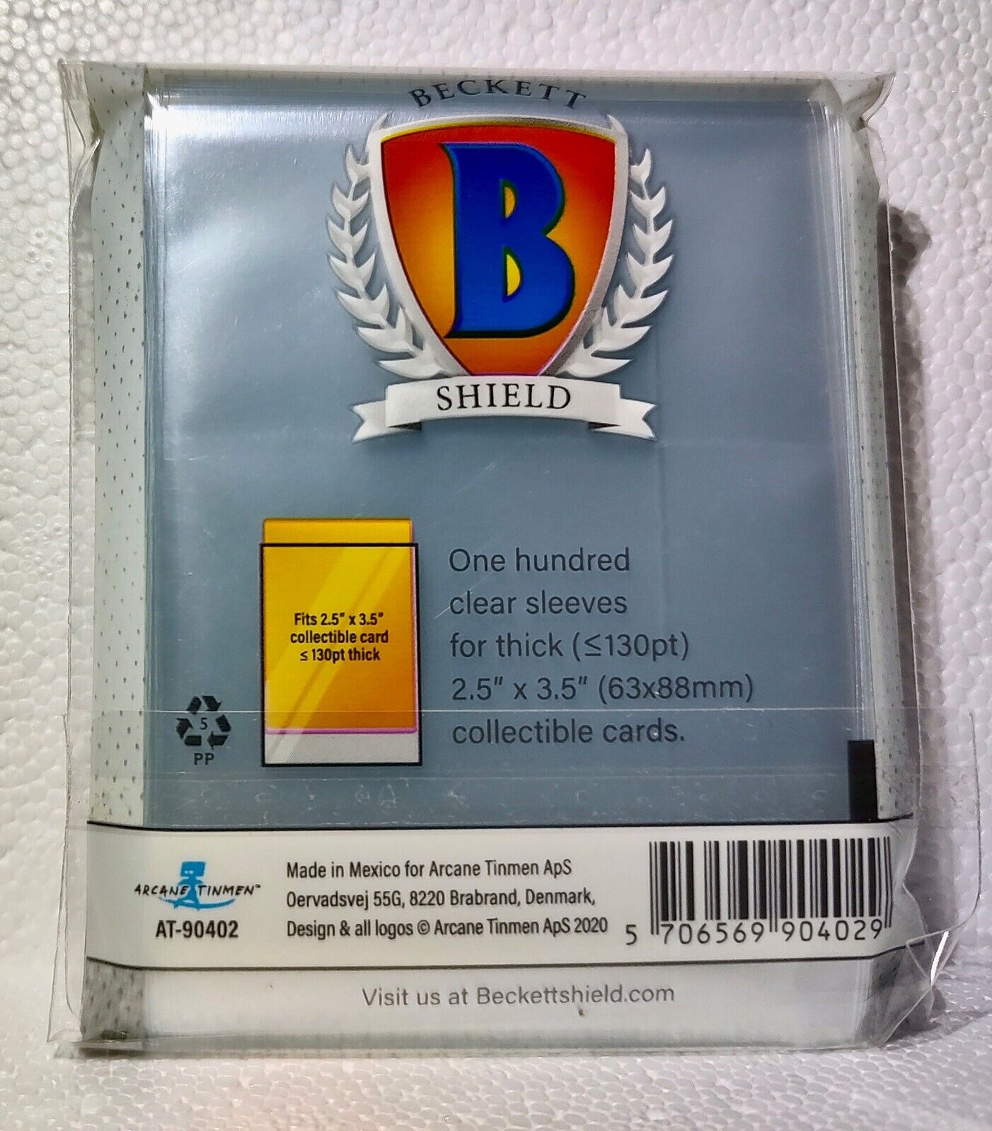 100 count Beckett Shield Standard Size 130pt Thick Card Sleeves - New in Hanger