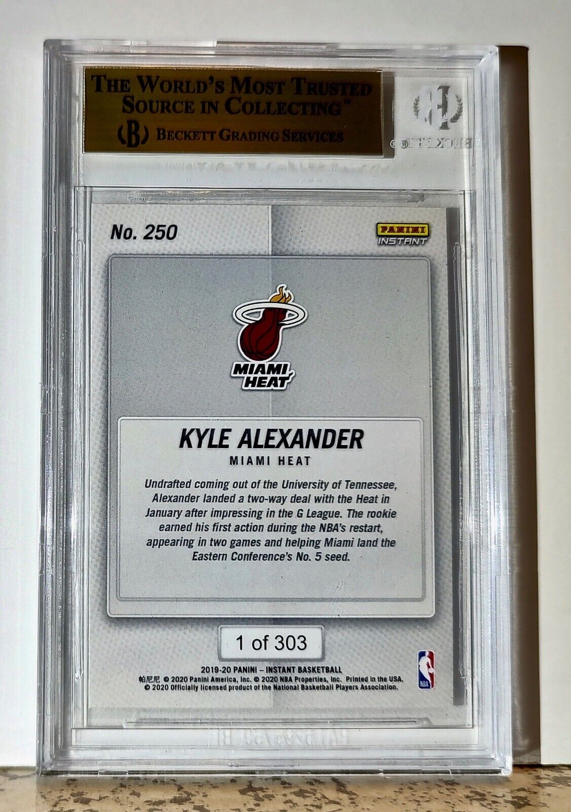 Kyle Alexander 2019-20 Panini NBA #250 Rookie Card 1 of 303 BGS 9.5 Gem Heat