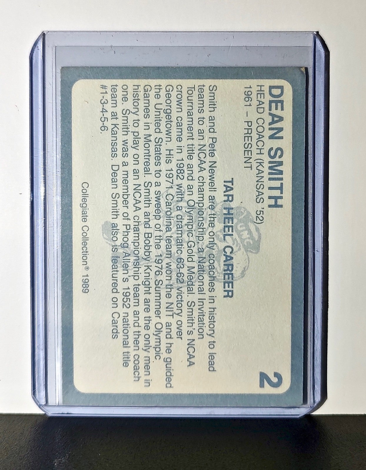 Dean Smith 1989 Collegiate Collection #2 Card North Carolina Tar Heels