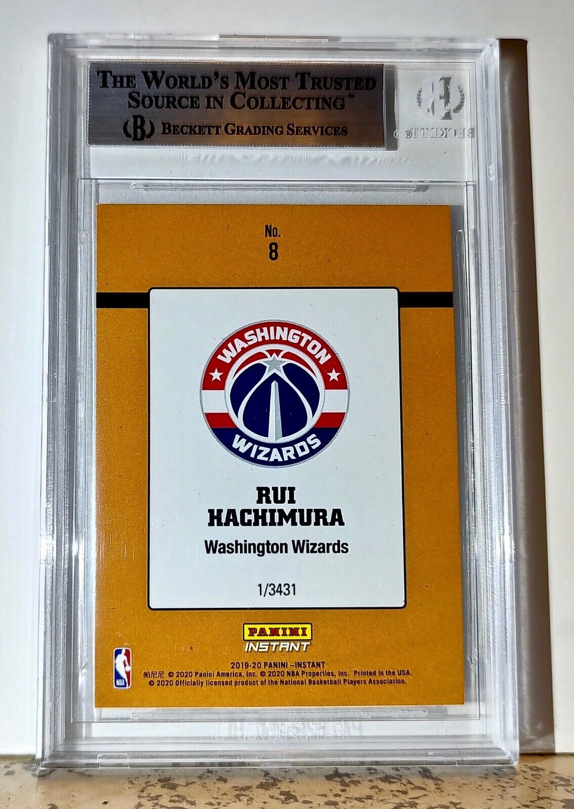 Rui Hachimura 2019-20 Panini NBA #8 1989 Rated Rookies 1/3431 BGS 9 Wizards