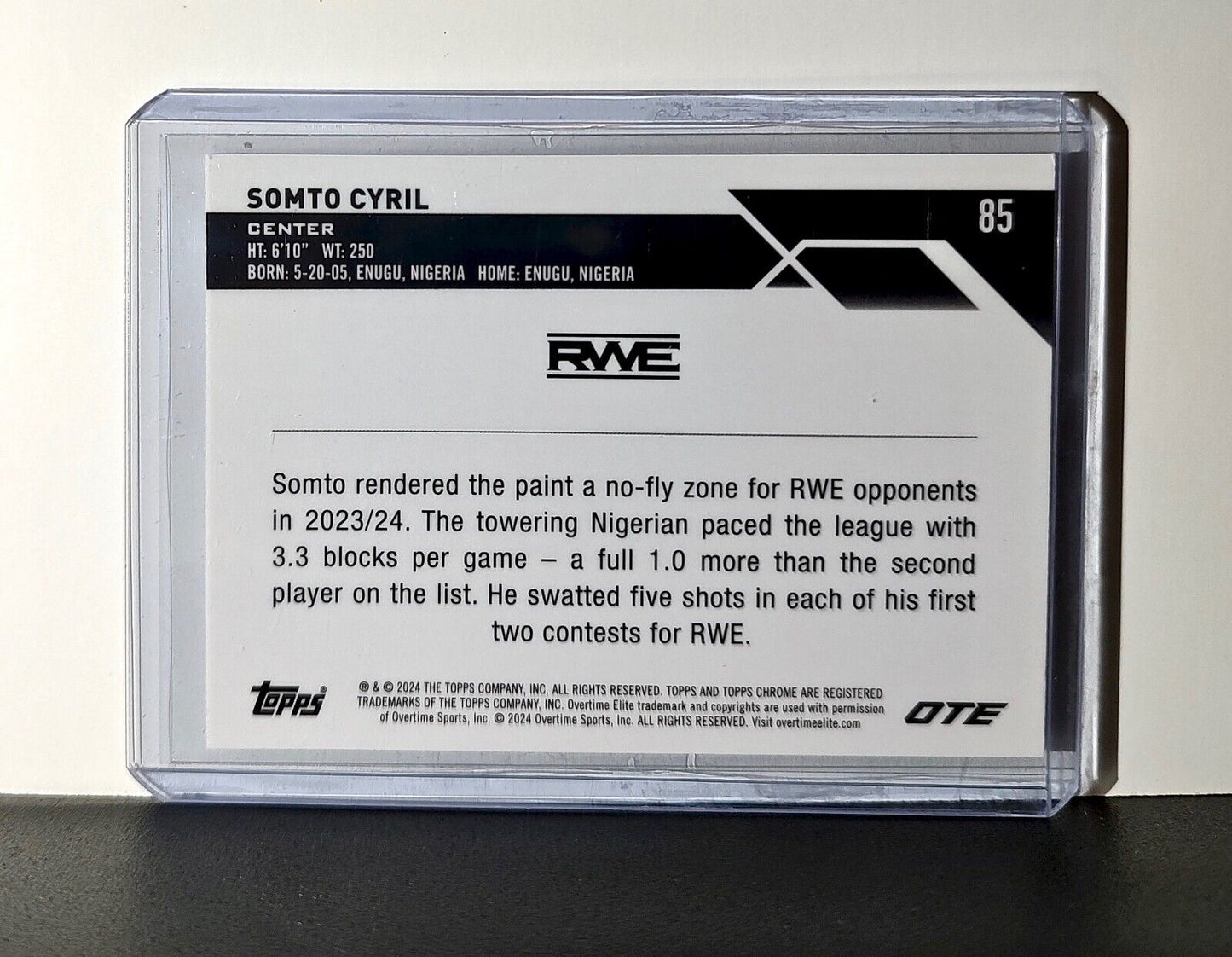 Somto Cyril 2023-24 Topps Chrome Overtime #85 Card RWE