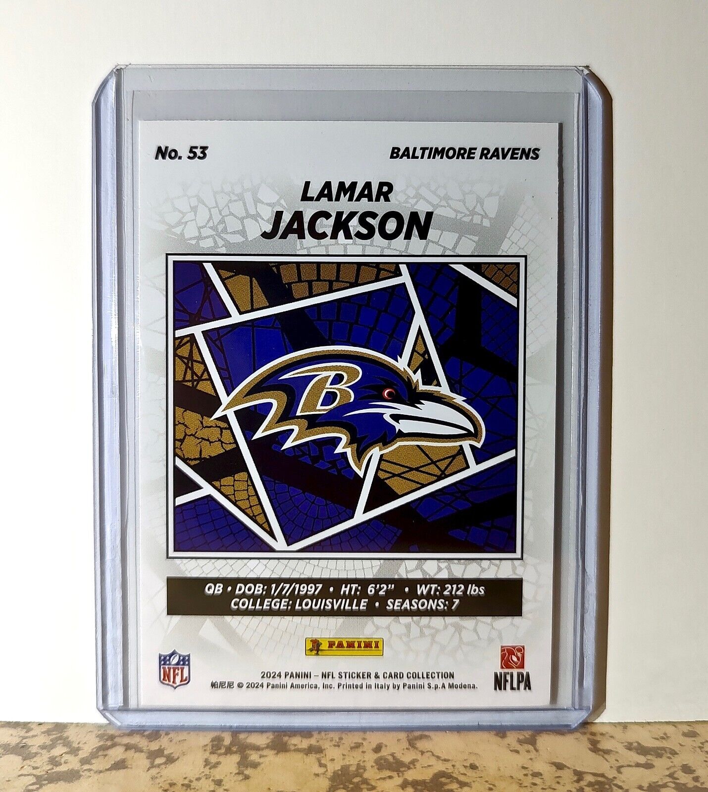 Lamar Jackson 2024 Panini NFL #53 Sticker Card Baltimore Ravens
