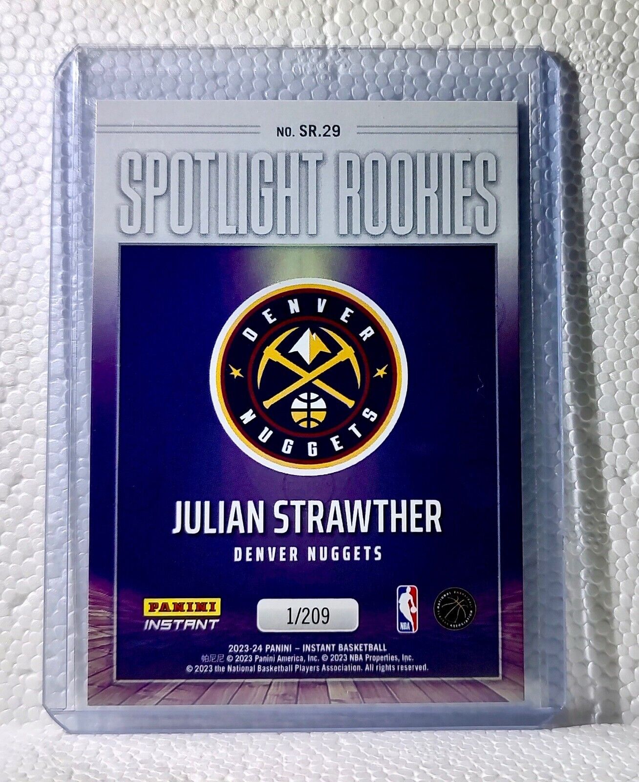 Julian Strawther 2023-24 Panini #29 NBA Spotlight Rookies Card Nuggets 1/209