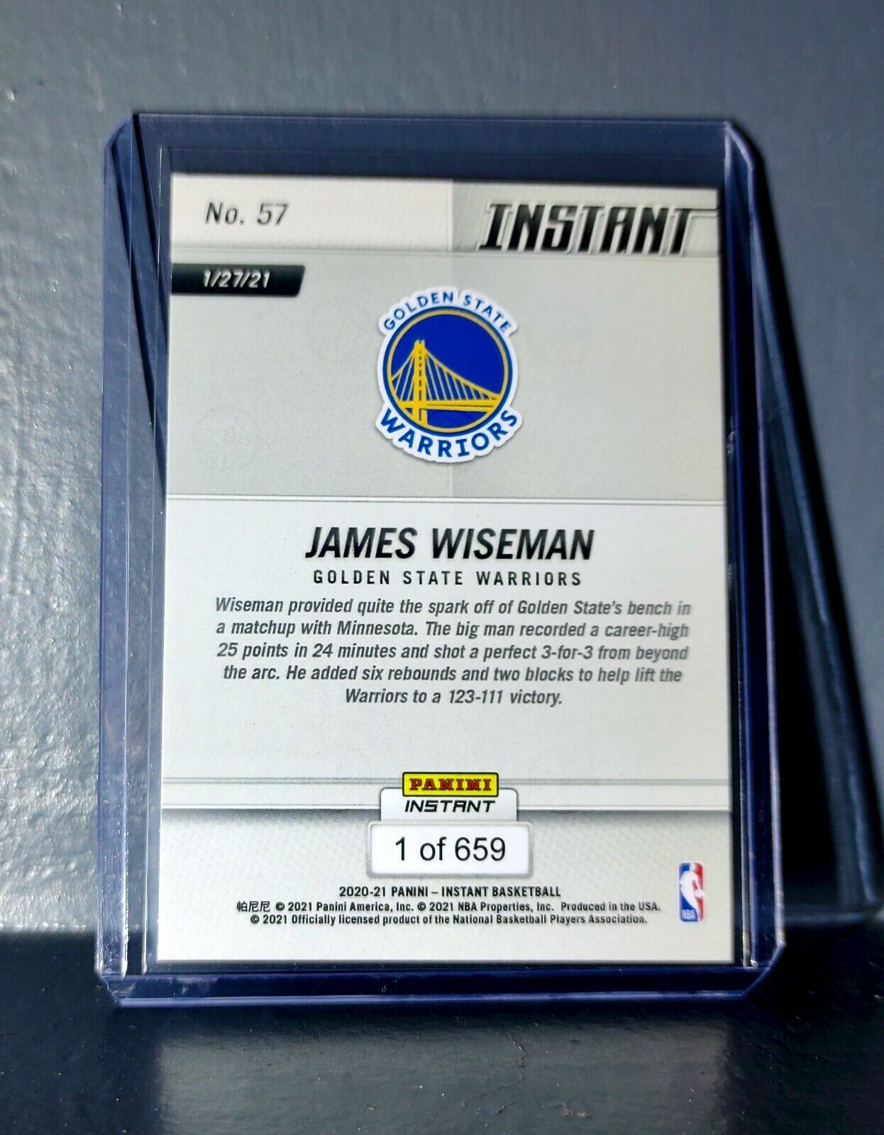 James Wiseman 2020-21 Panini NBA Instant #57 Rookie Basketball Card 1 of 659