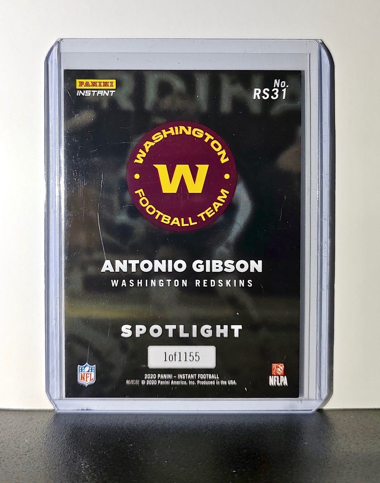 Antonio Gibson Rookie 2020 Panini NFL #31 Rookie Spotlight Washington Redskins