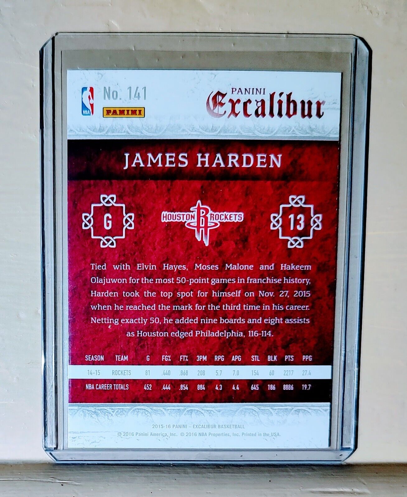 James Harden 2015-16 Panini Excalibur Basketball NBA #141 Card
