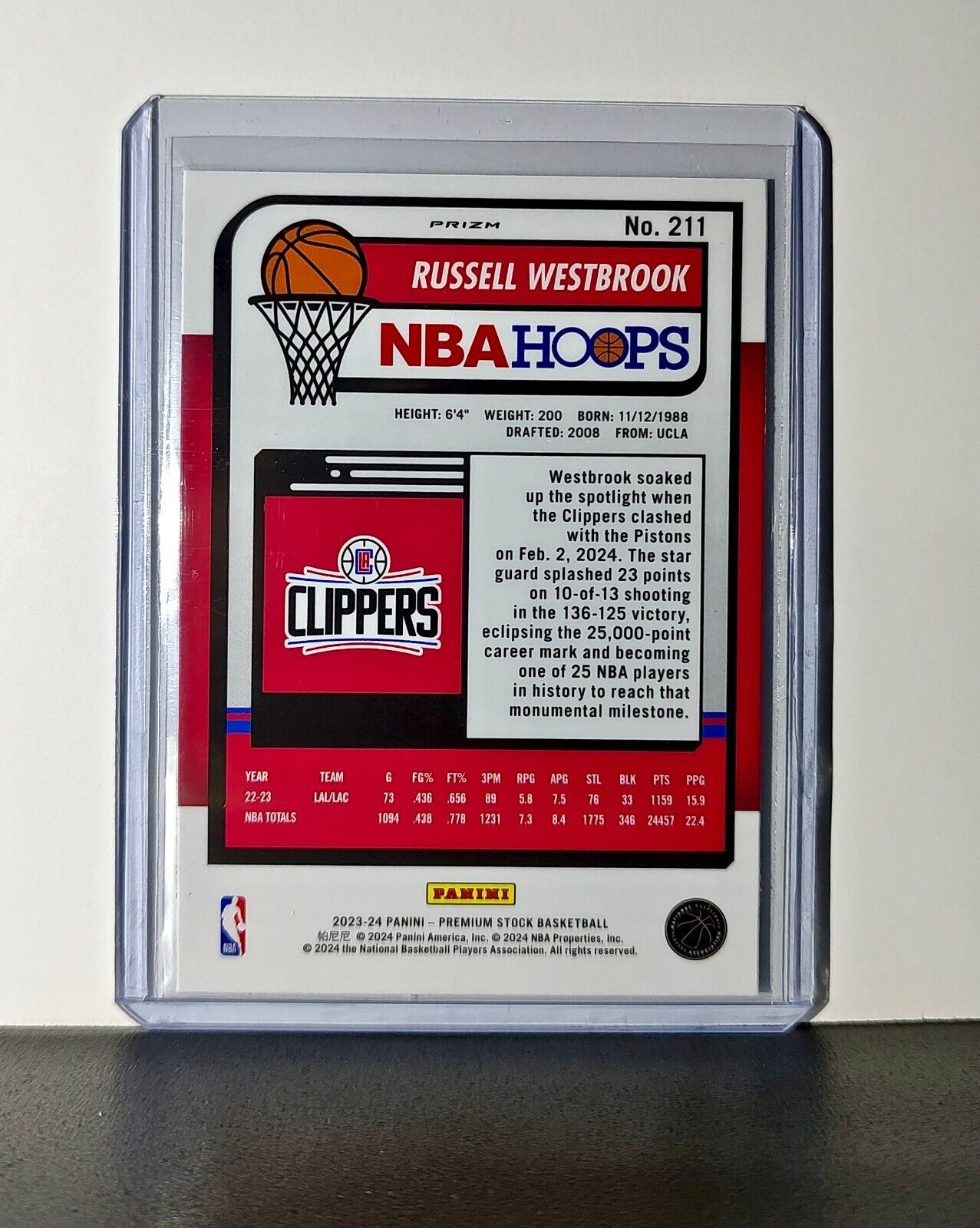 Russell Westbrook 2023-24 Panini Premium NBA Hoops #211 Pulsar Prizm Clippers