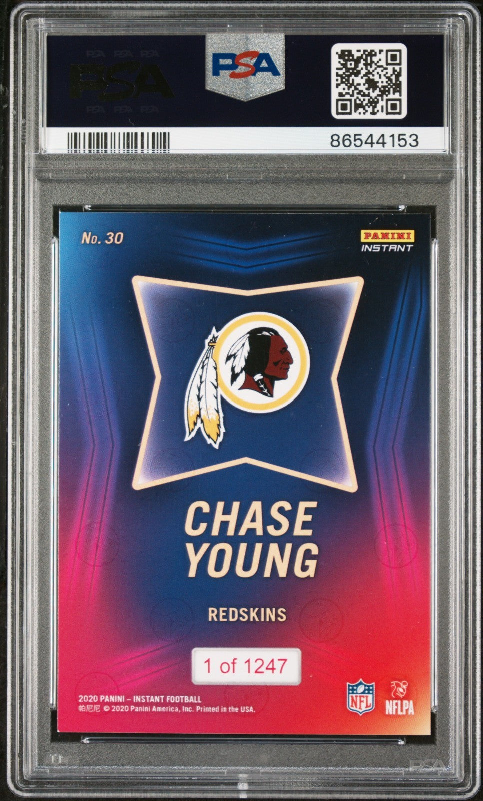 Chase Young 2020 Panini NFL Instant Draft Night #30 Rookie Card PSA 9 Mint