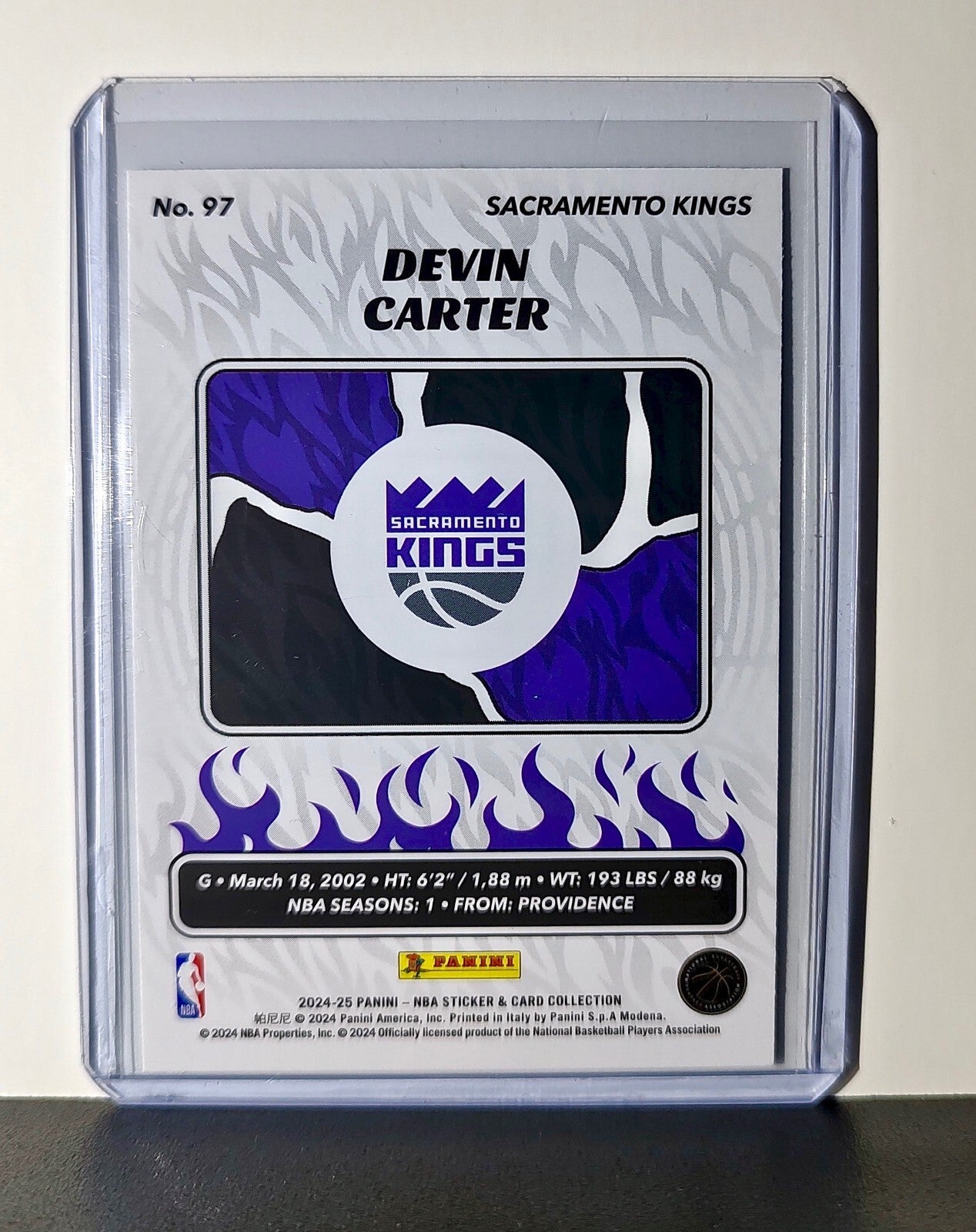 Devin Carter Rookie 2024-25 Panini NBA #97 Foil Sticker Card Sacramento Kings