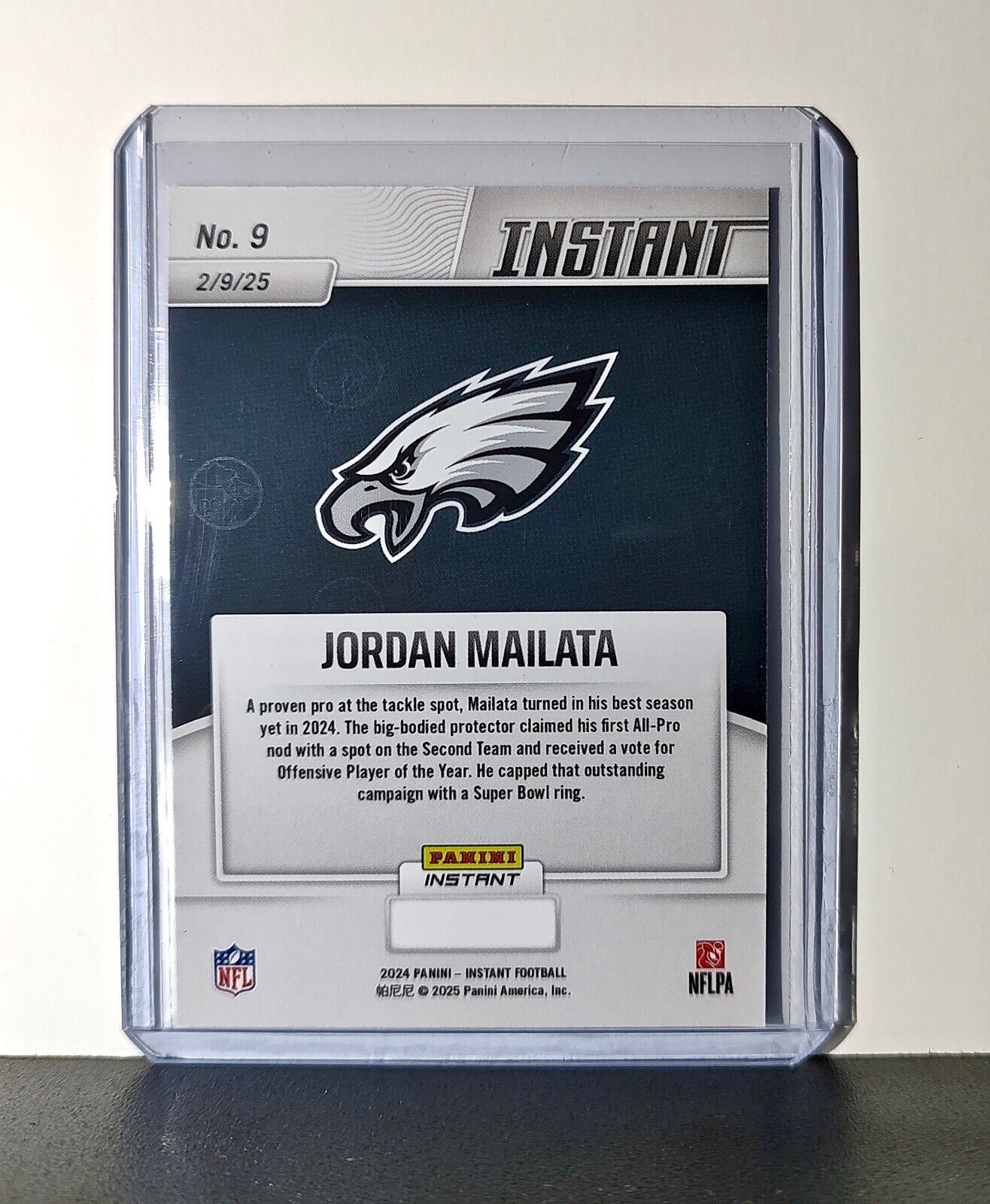 Jordan Mailata 2024 Panini Super Bowl LIX Champions NFL #9 Football Card Eagles