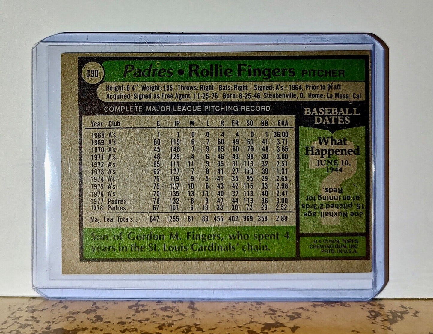 Rollie Fingers 1979 Topps MLB #390 Baseball Card San Diego Padres