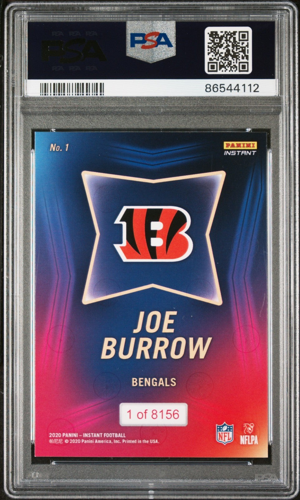 Joe Burrow 2020 Panini NFL Draft Night Football Card 1 of 8156 PSA 10 GEM MINT