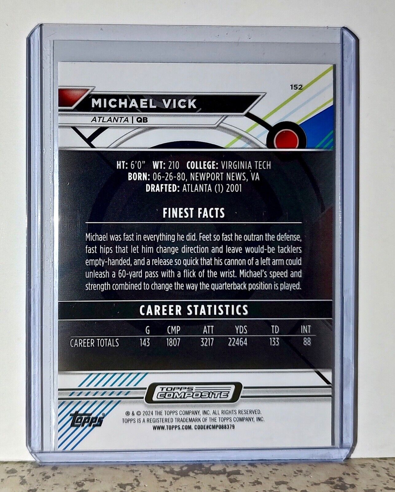 Michael Vick 2023 Topps Finest NFL #152 Football Card Atlanta Falcons