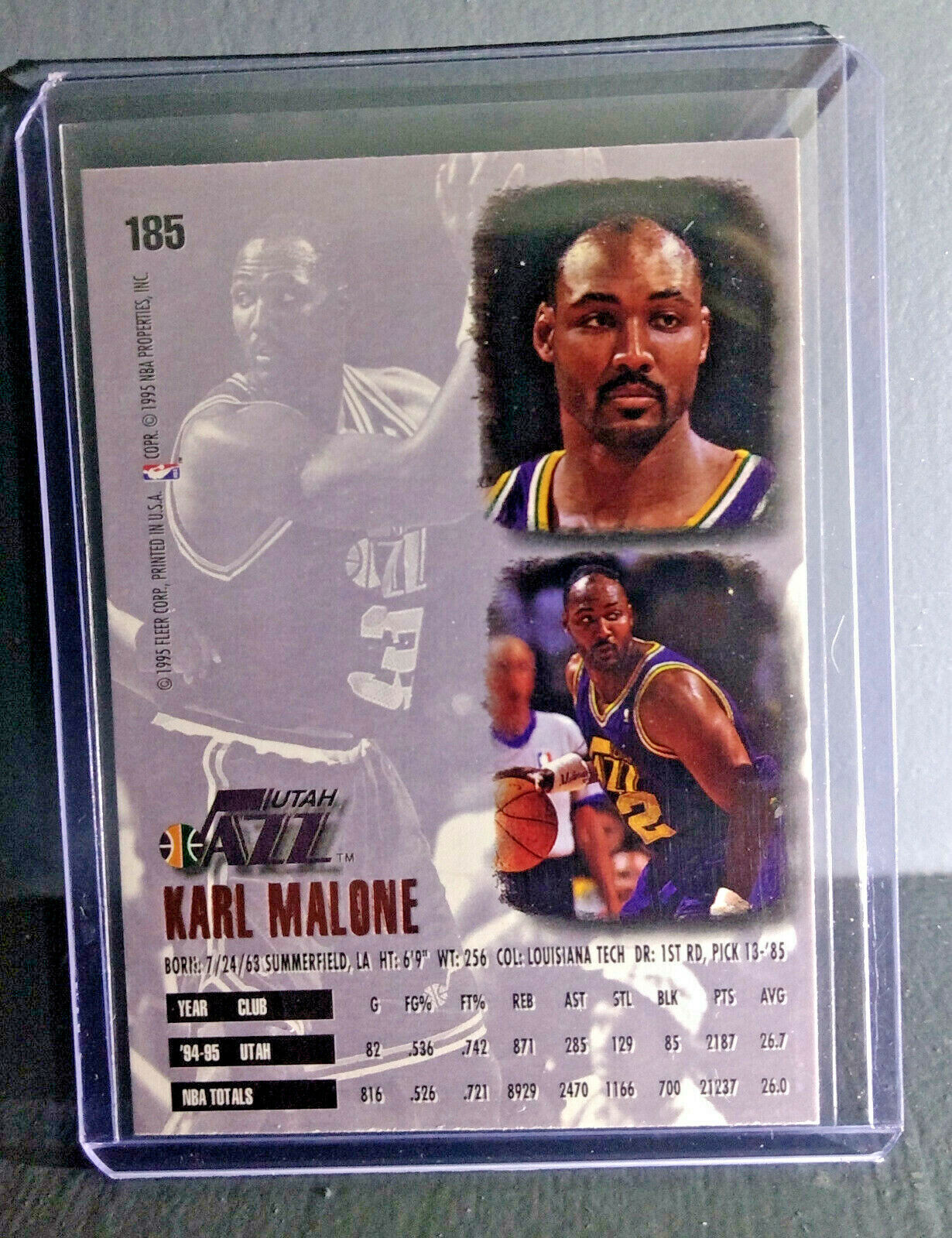 1995-96 Karl Malone Fleer Ultra #185 Basketball Card