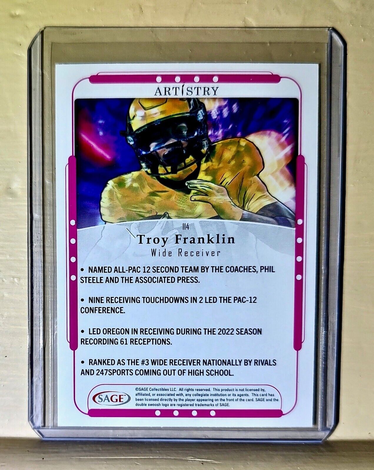 Troy Franklin 2023 SAGE Artistry Football #114 Card