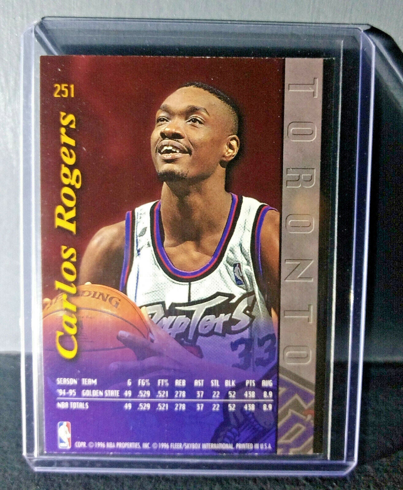 1995-96 Carlos Rogers Fleer Ultra #251 Raptors Expansion Team Basketball Card