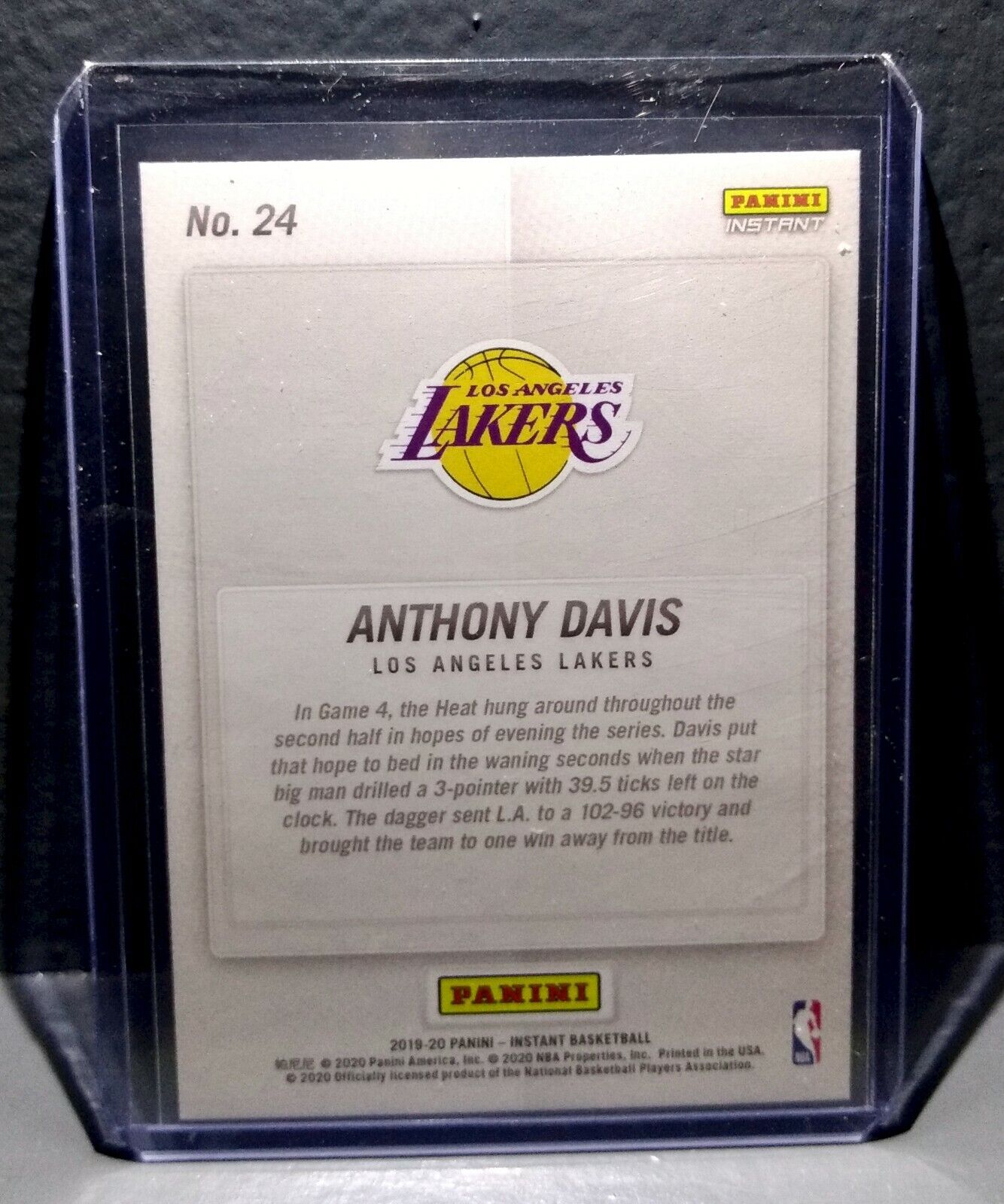Anthony Davis 2020 Panini LA Lakers NBA Champions #24 Basketball Card