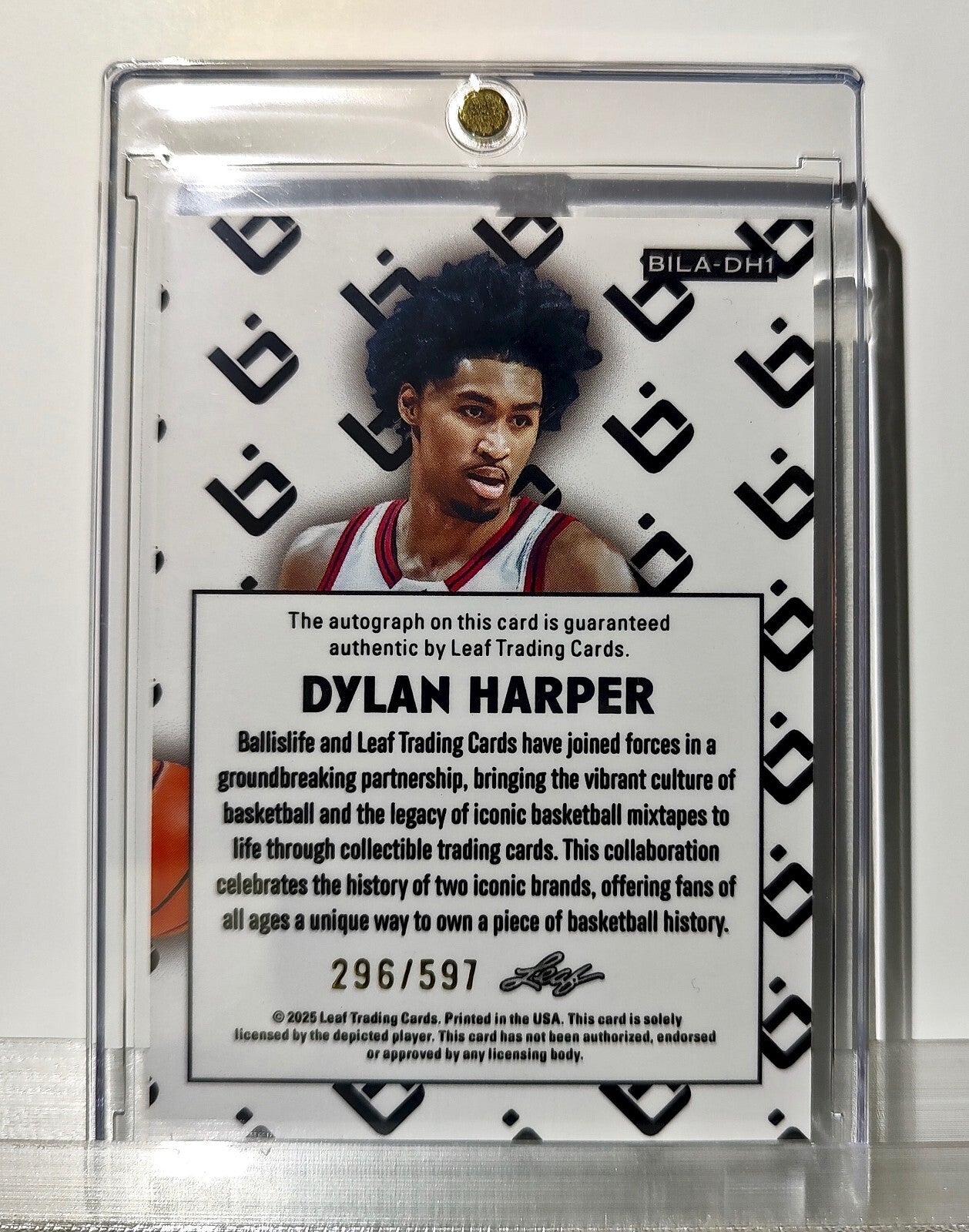 Dylan Harper Autograph 2025 Leaf #BILA-DH1 Signed Basketball Card 296/597