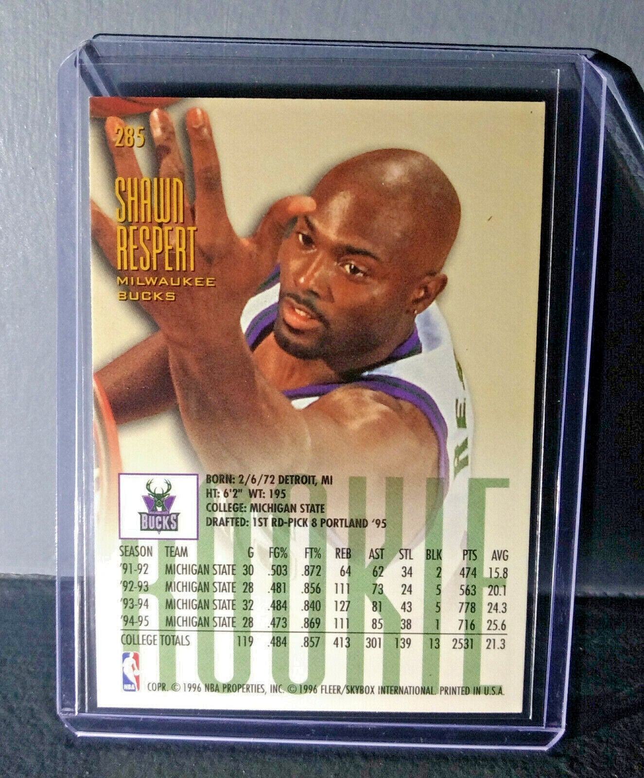 1995-96 Shawn Respert #285 Fleer Ultra Rookie Basketball Card