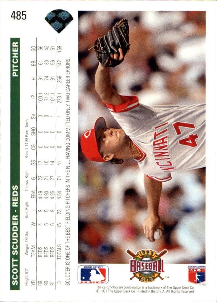 Scott Scudder 1992 Upper Deck MLB #485 Baseball Card Cincinnati Reds