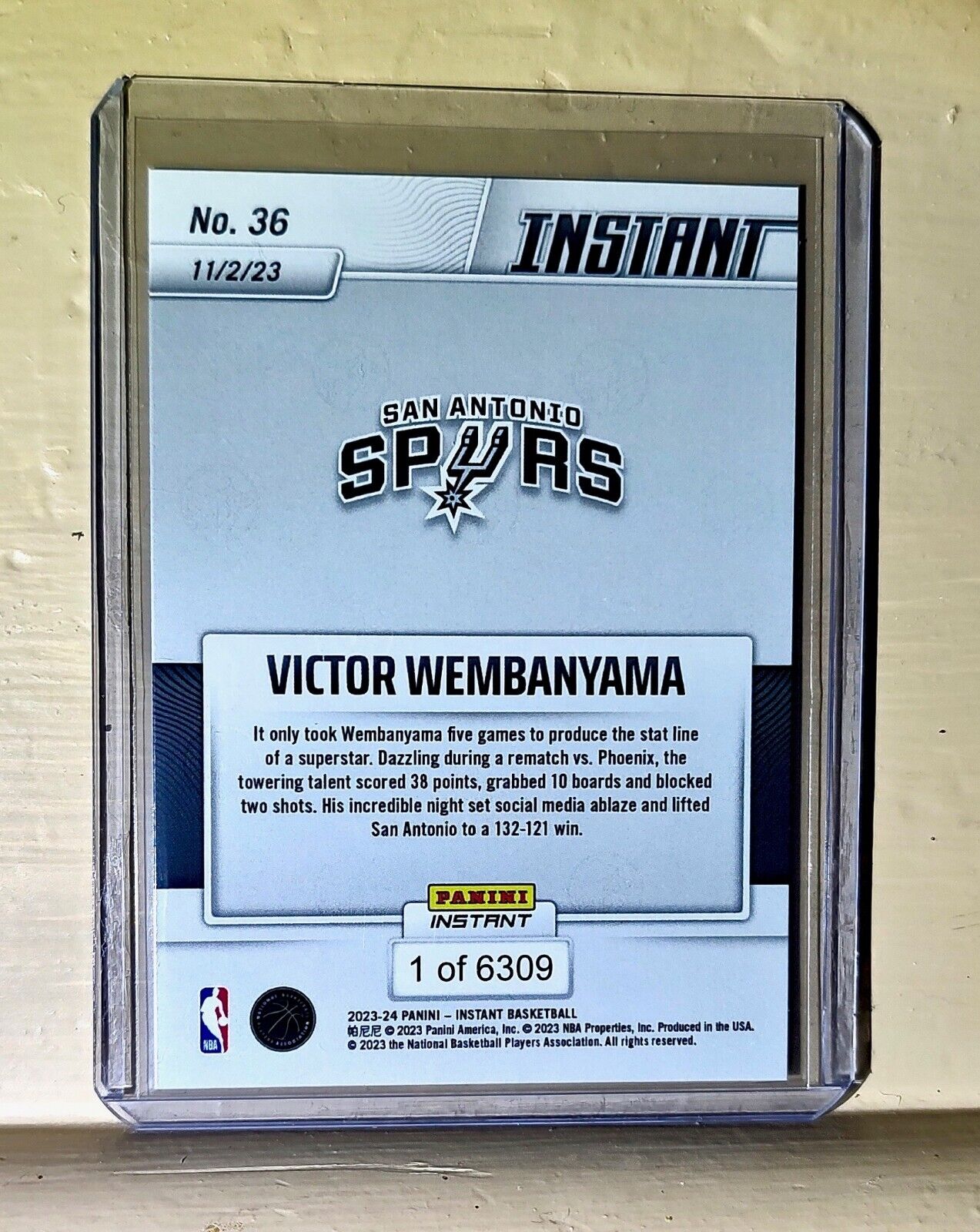 Victor Wembanyama 2023-24 Panini #36 NBA Rookie Basketball Card Spurs 1 of 6309