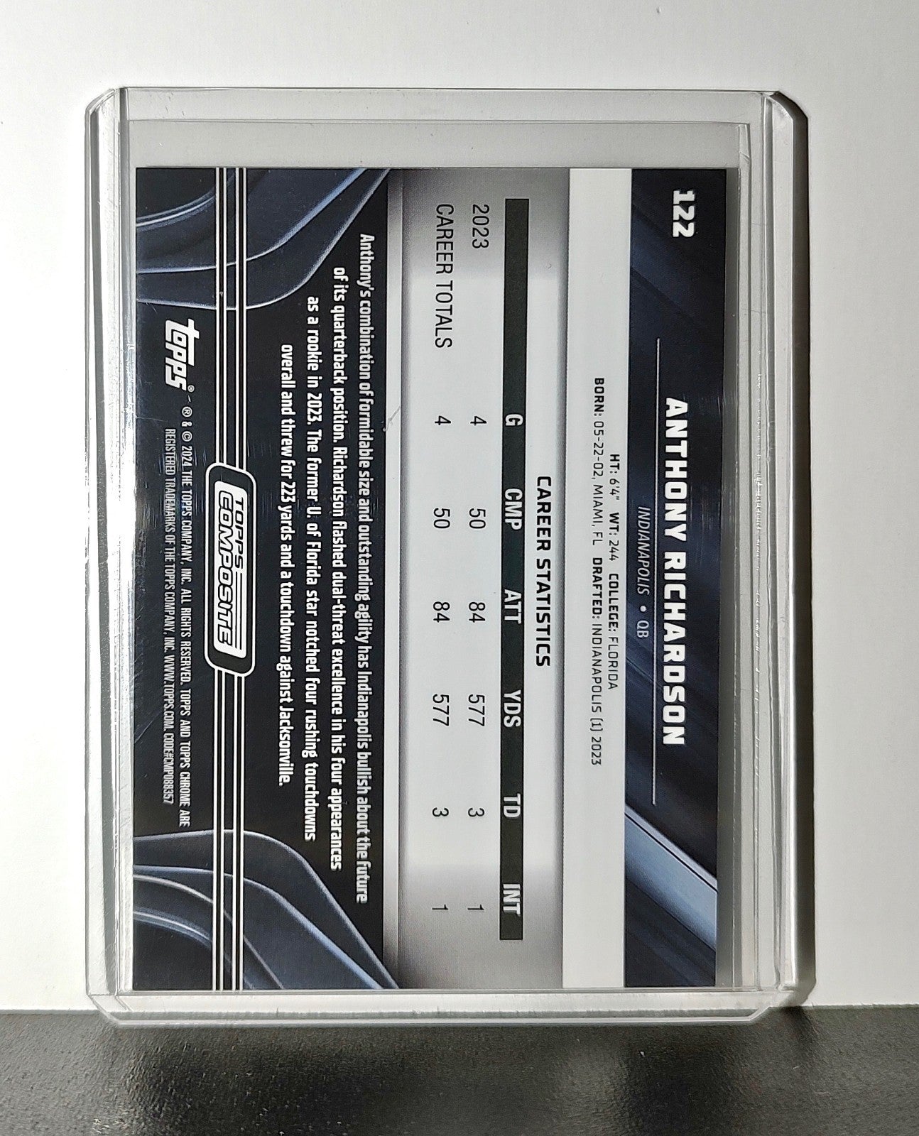 Anthony Richardson Rookie 2023 Topps Chrome Black NFL #122 Card Colts
